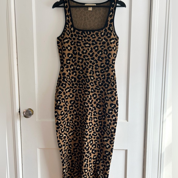 Michael Kors Dresses & Skirts - Michael Kors Tan and Black Leopard Midi Dress